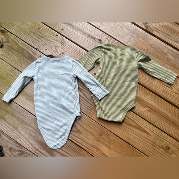 Infant baby toddler 12M Carter's Blue Green Long sleeve snap closure Bodysuits - Picture 4 of 5